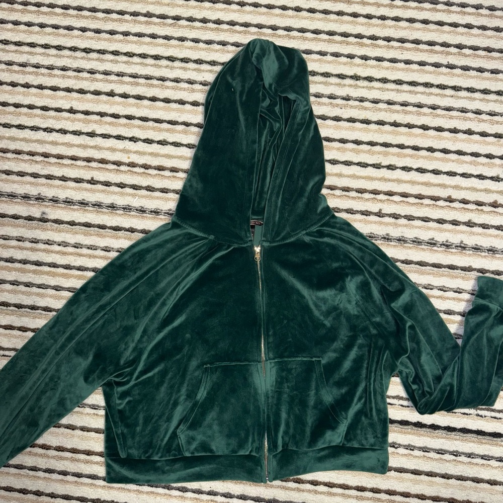 Victoria's Secret Velour Full-Zip Hoodie Jogger Set Deep Green Size Medium - Picture 4 of 8